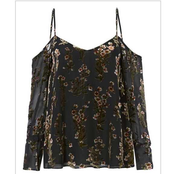 Love Sam INTERMIX burnout cold shoulder top blouse - Picture 1 of 8